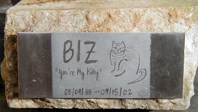 Biz's stainless steel grave marker